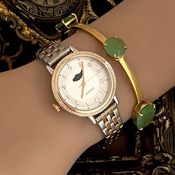 KATE SPADE • Beryl Green Squared Away Stone Bracelet Bangle - Picture 3 of 5